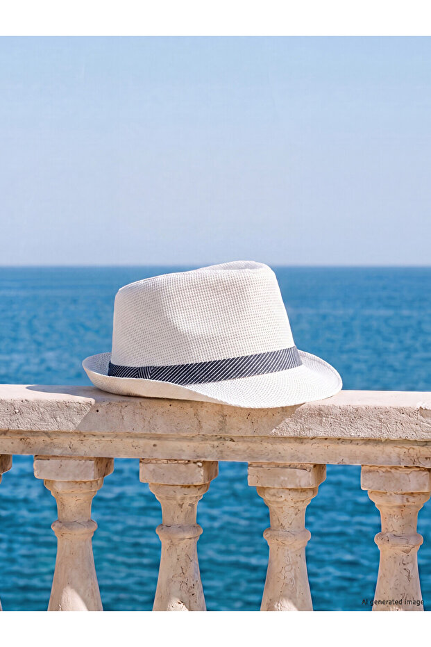 ESVAB • قبعة فيدورا رجالية عصرية ومميزة بتفاصيل شريطية