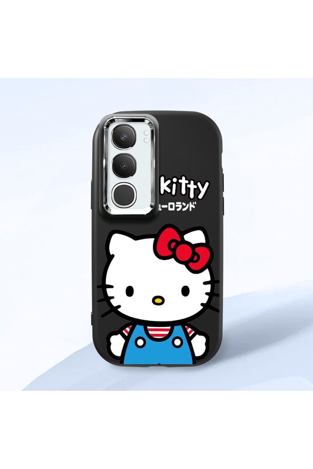 Vivo Y19S Compatible Case Camera Protector Black Silicone Couple Phone Case Kitty Pattern