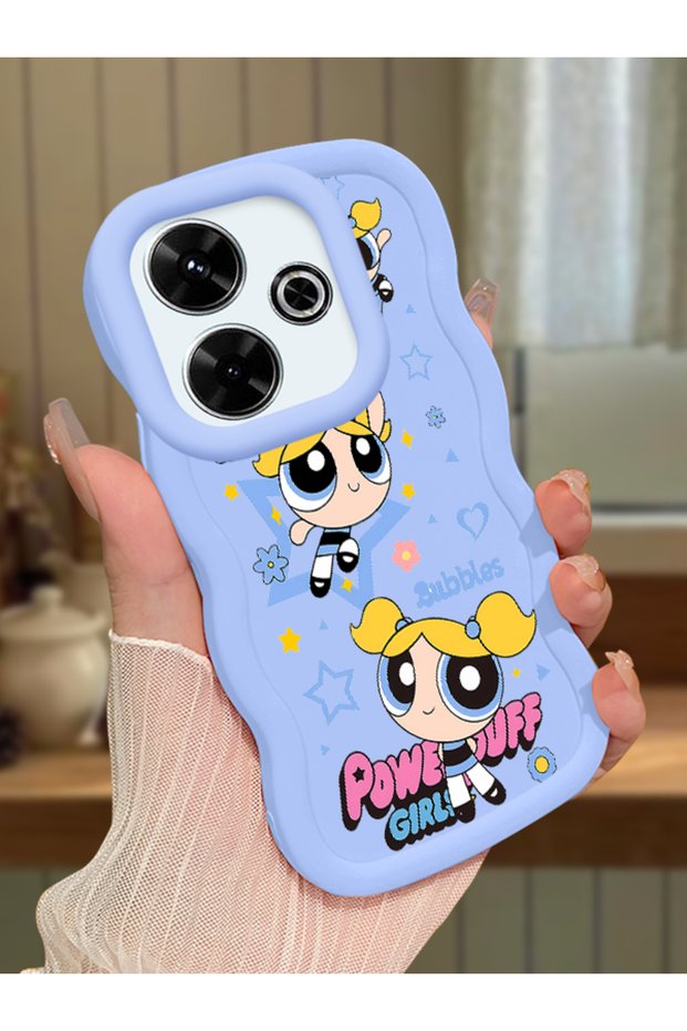 Redmi 13 4g Compatible Case Camera Protective Blue Silicone Couple Phone Case Cartoon Pattern