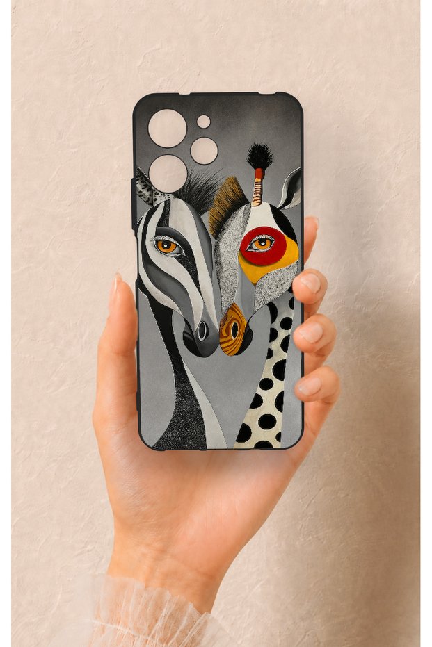 Redmi 12 Compatible Zebra and Giraffe Patterned Silicone Case