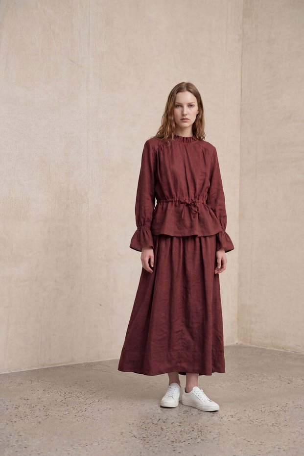 Gathered Ruffle Detailed Skirt Women's Set