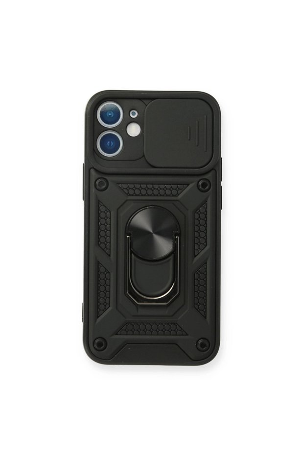 Apple iPhone 12 Mini Case Pars Silicone with Lens Ring - Black