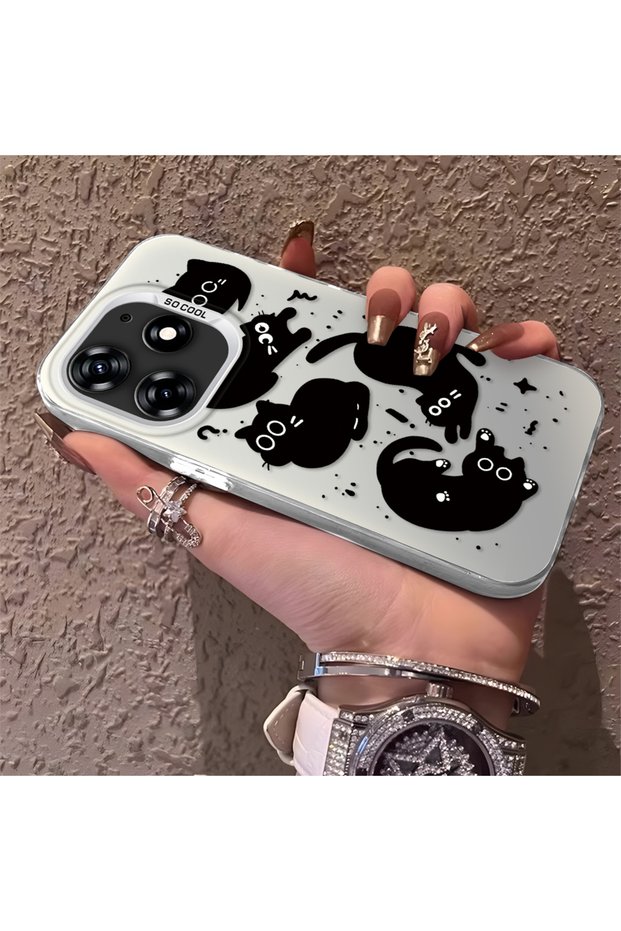 Tecno Spark 10 Pro Compatible High-Quality Fun Black Cat Printed Case, Cute Stylish Shock