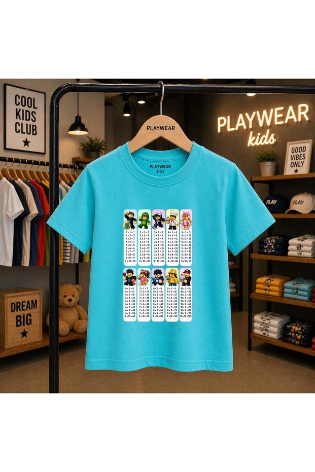Multiplication Table Educational Children's Printed 100% Children's Unisex T-Shirt 5 6 -7 8-9 10 -11 12 Years Old