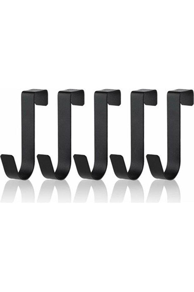 6-Piece Matte Black Stainless Steel Towel Hook Set - Waterproof - Tool-Free Installation - Suitable for Shower Doors Up to 2.1cm Thick