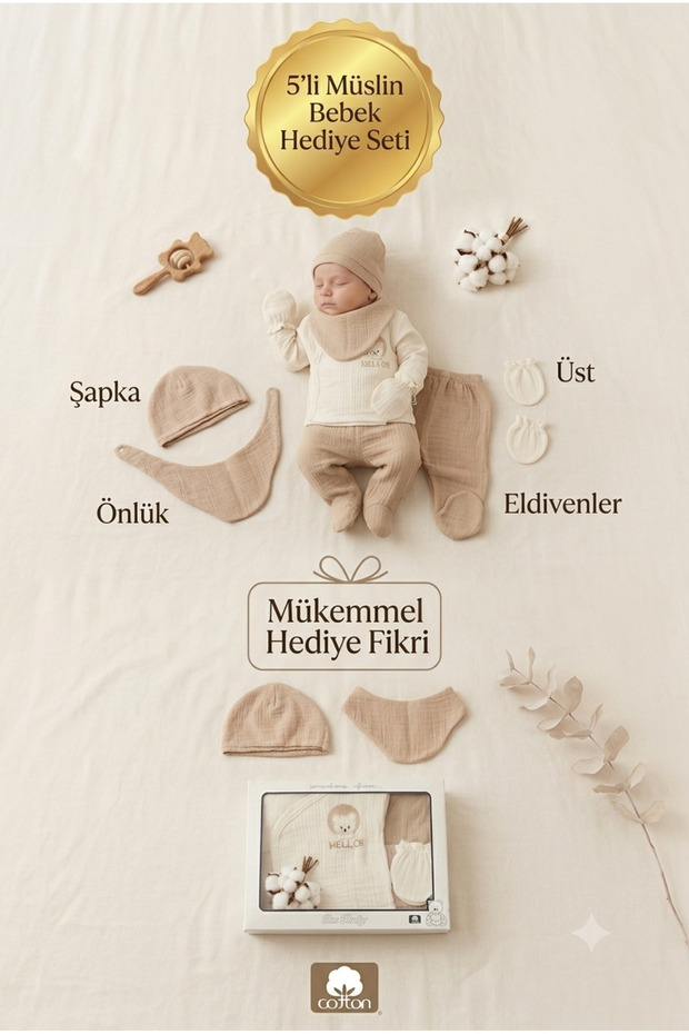Organic Cotton Baby Hospital Release Set of 5 (0-3 Months)
