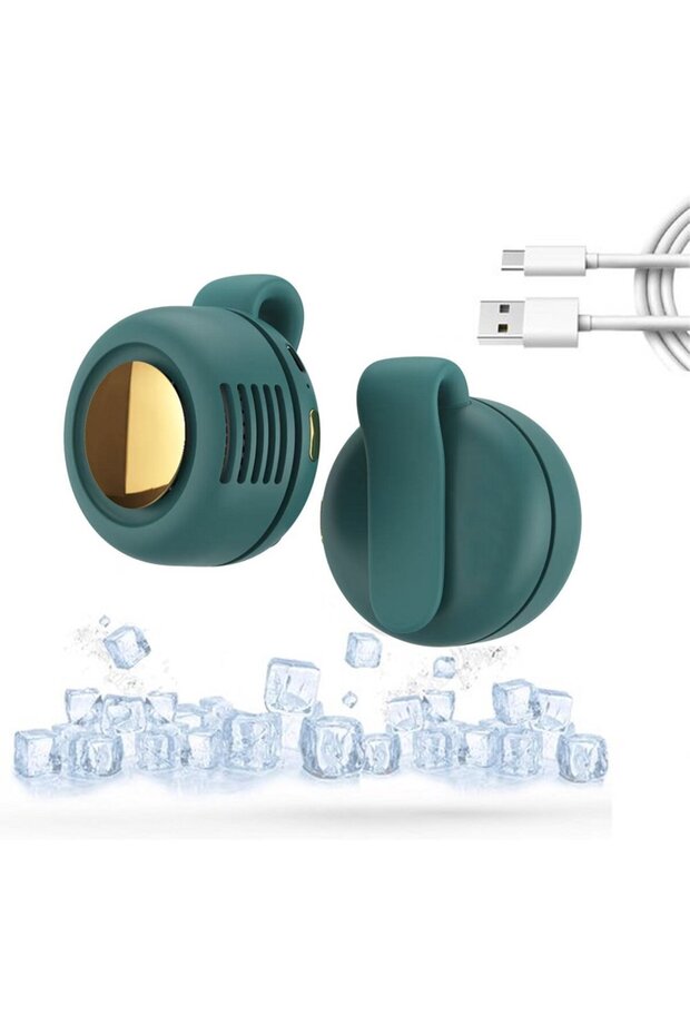 Mini Fan Clip-on Fan USB Rechargeable Portable Clip Fan Neckband Fan Silent Bladeless Adjustable Outdoor Travel Office Green
