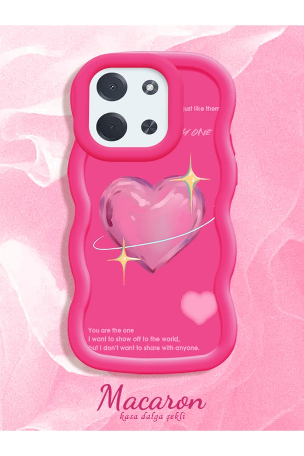 Poco C85 4g Compatible Silicone Phone Case with Sweet Pink Heart Motifs, Three Color Options