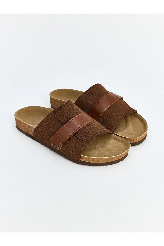 Lcw Steps Brown Adjustable Strap Men's Slippers