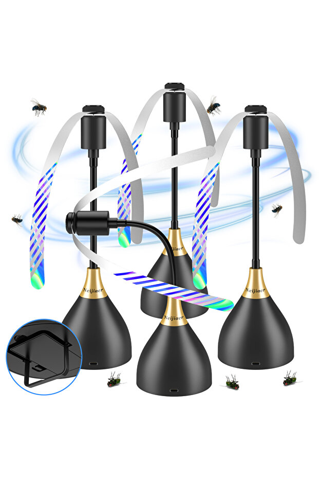 4pcs-Black Fly Fans for Tables, Fly Repellent Fan with Soft Blades, USB or Batteries Powered, Soundl