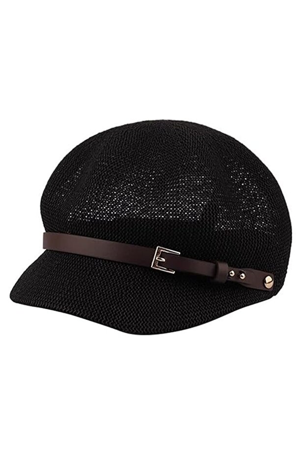 Lightweight newsboy cap beret breathable mesh sun hat beach cap women's - black