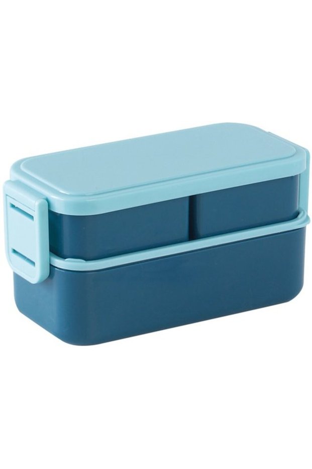 Lunchbox with dividers, 1300 ml, 2-in-1 lunchbox, with 3 compartments, Kids' lunchbox, Adult lunchbox, Leakproof, for school, picnics and parks (blue)