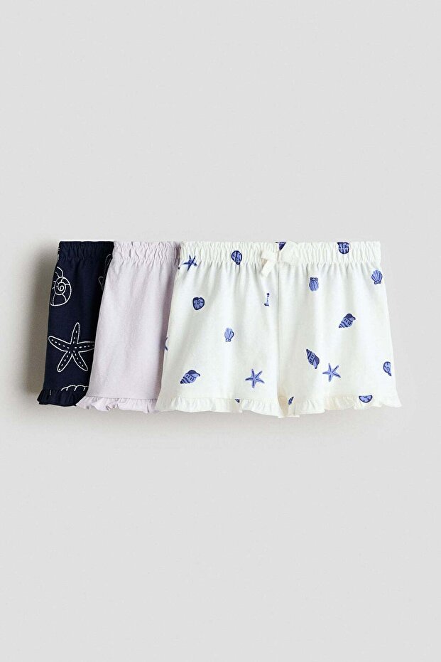 3-pack frill-trimmed cotton shorts