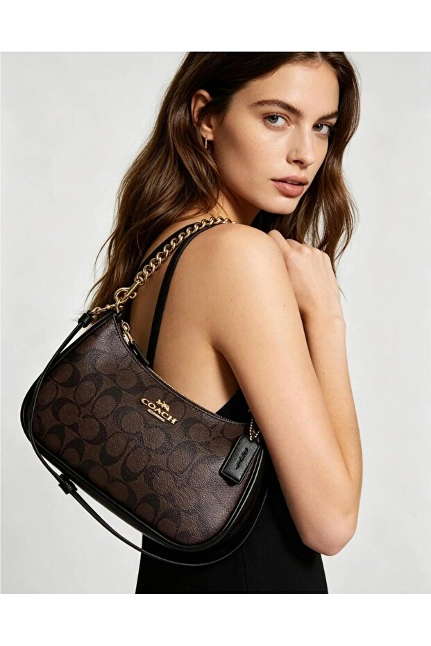 Brown Luxury Fabric Detailed Shoulder Bag