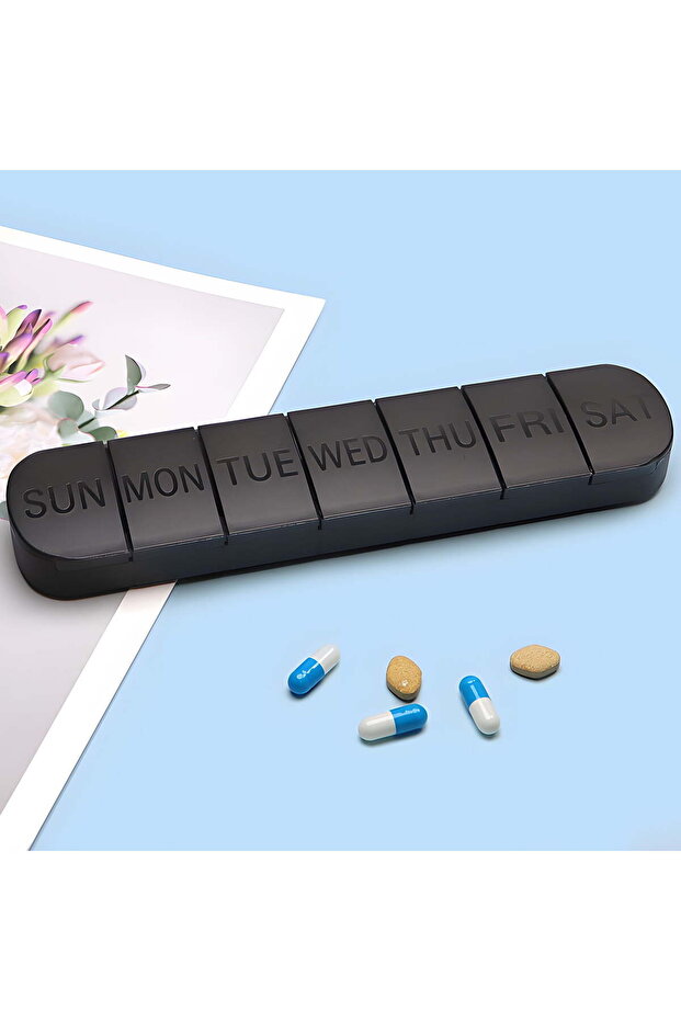 Pill organizer, weekly pill organizer, 7-day pill organizer, portable travel pill organizer, can store fish oil, vitamins, etc.