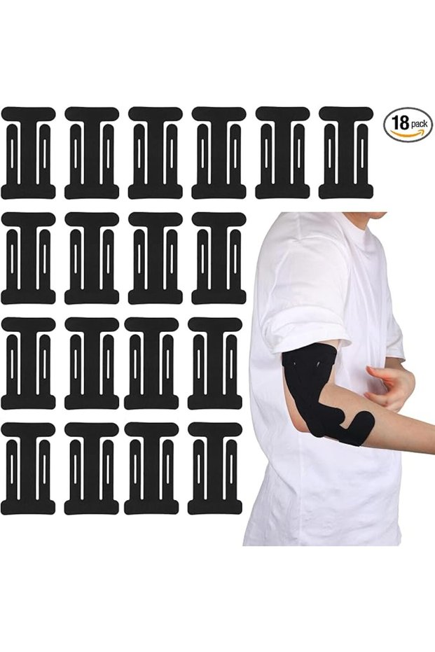 18-pack of elbow kinesiology tape, pre-cut waterproof and breathable cotton sports tape, suitable for sports, provides long-lasting support, unisex.
