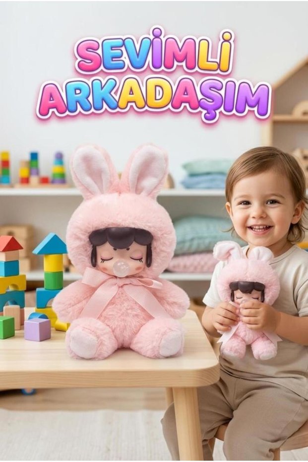 Nansi Soft Plush Figure Doll - 17 cm Decorative Sleeping Companion Toy with Ribbon Costume and Pacifier