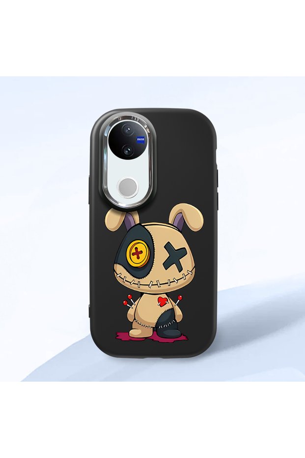 Vivo V50 Compatible Case Camera Protector Black Silicone Couple Phone Case Character Patterned