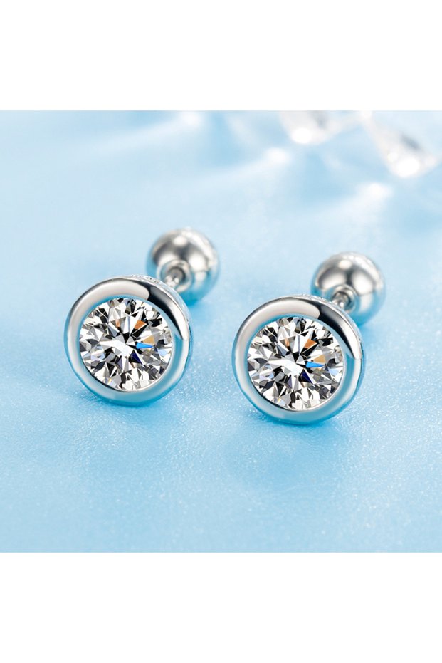 white color New in 925 Sterling Silver Brilliant Love Stud Earrings for Women Girl Ear Studs Fine Je