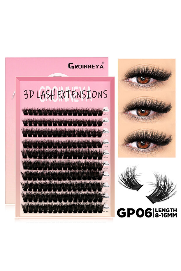 GP06-120P GROINNEYA Lashes Cluster DIY Lash Extension Mixed Tray Clusters Eyelashes Fluffy Volume In