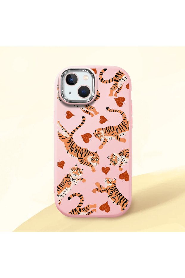 Pink Silicone Case with Shock-Absorbing Camera Protections Compatible with iPhone 14 Plus/15 Plus