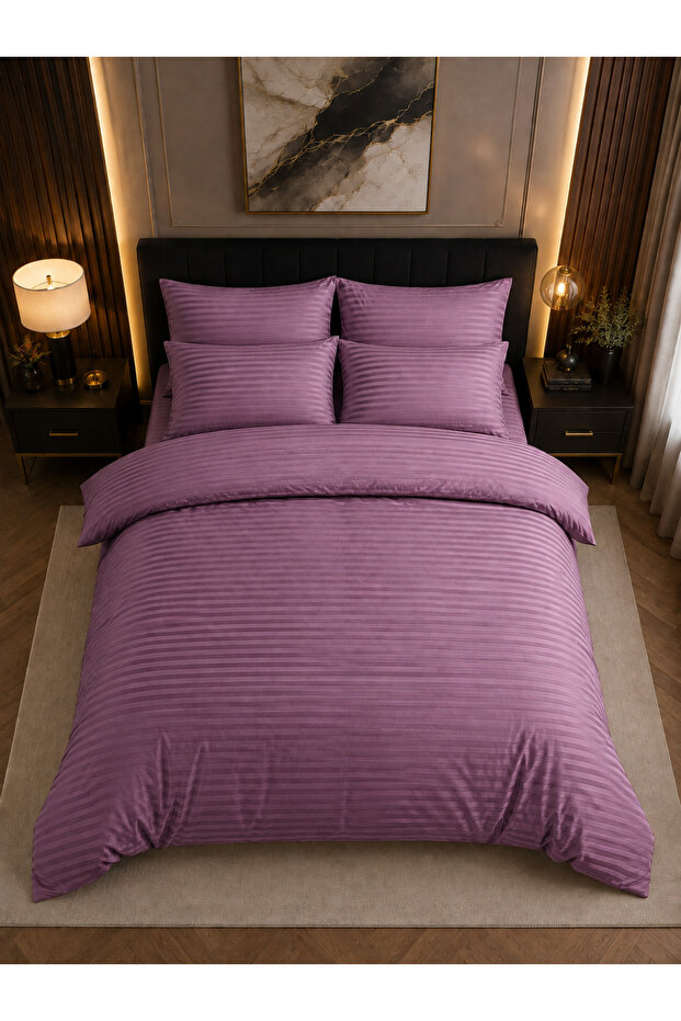 Striped Satin Double Duvet Cover Set Diamond Series
