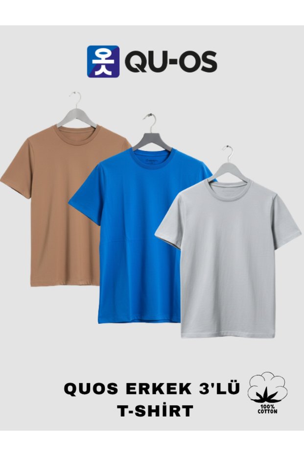 Men's 3-Pack 100% Cotton Crew Neck T-Shirt