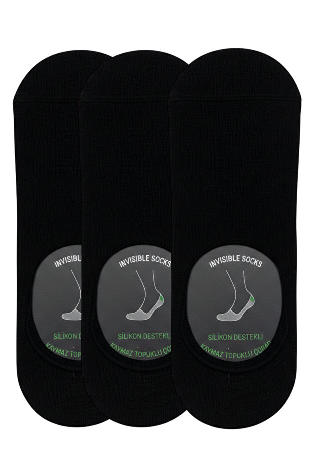 Men's 3-Piece Bamboo Ballerina Socks Non-Slip Heeled Invisible 10400