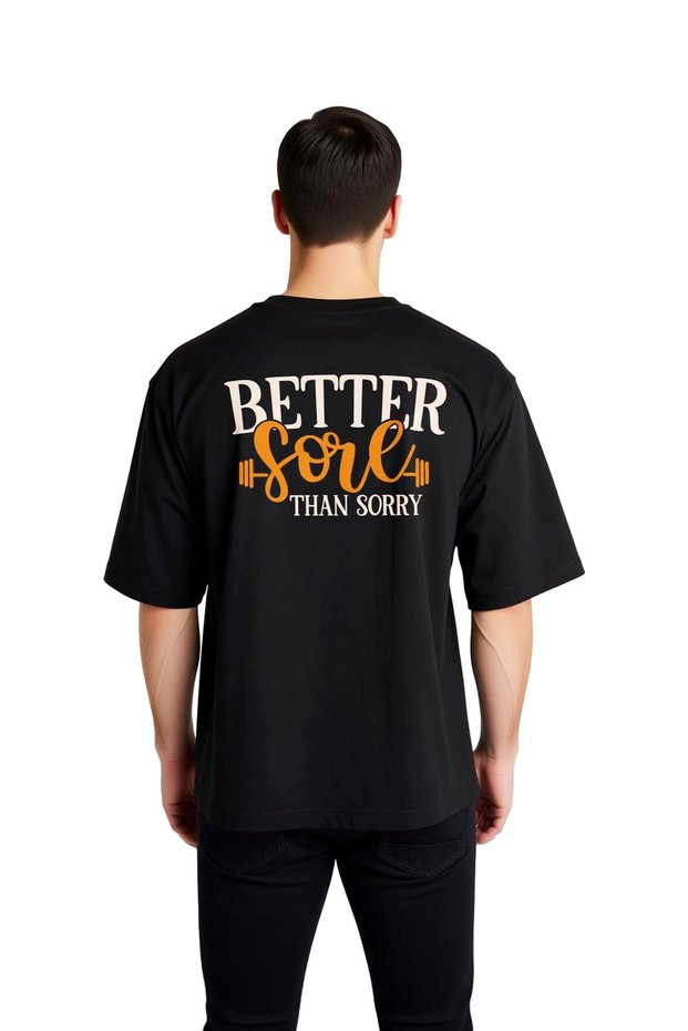 Men's Oversize Fitness Motivational Printed T-Shirt Training Message Casual Comfortable Fit Modern Stylish