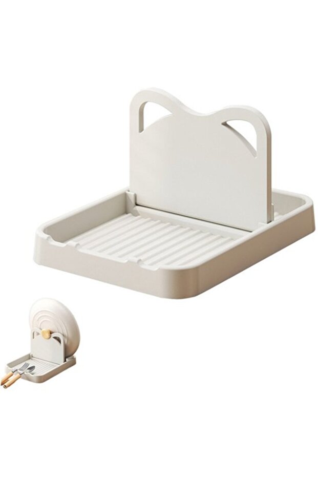 Multifunctional pot lid holder, cat-shaped, gray