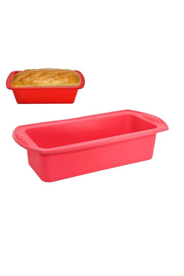Rectangular silicone bread mold, non-stick, suitable for toast, red.