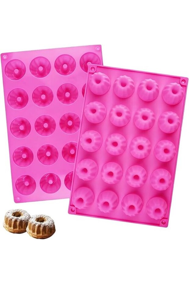 Savarin double-ended cake mold, 20 holes, suitable for candies, rose red.
