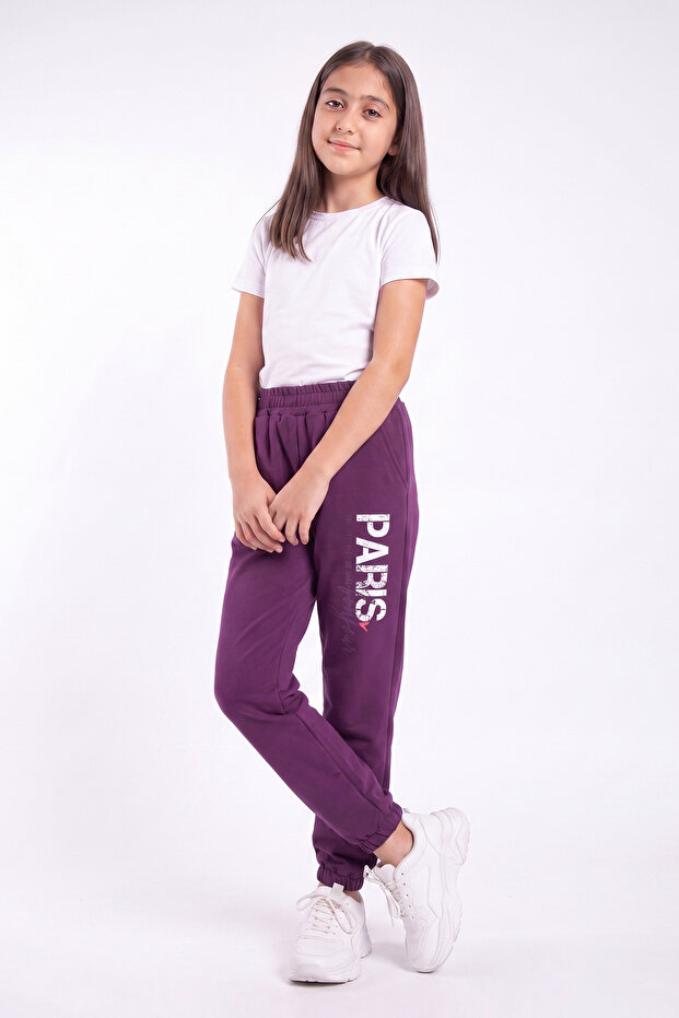 Girl's Double Pocket Colorful Printed Jogger Sweatpants