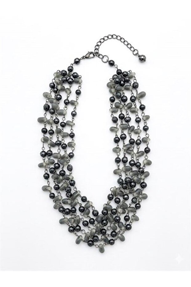 Multi-stone necklace - black