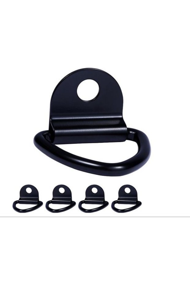 steel carbon wall black Towing rings 5-piece tether rings anchors tensioners carabiners D-rings V-rings foldable tensile strength approx 1000-1500 kg