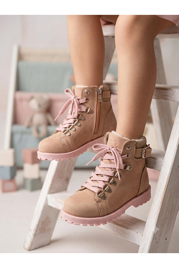 Genuine Leather Pink Orthopedic Children's Boots