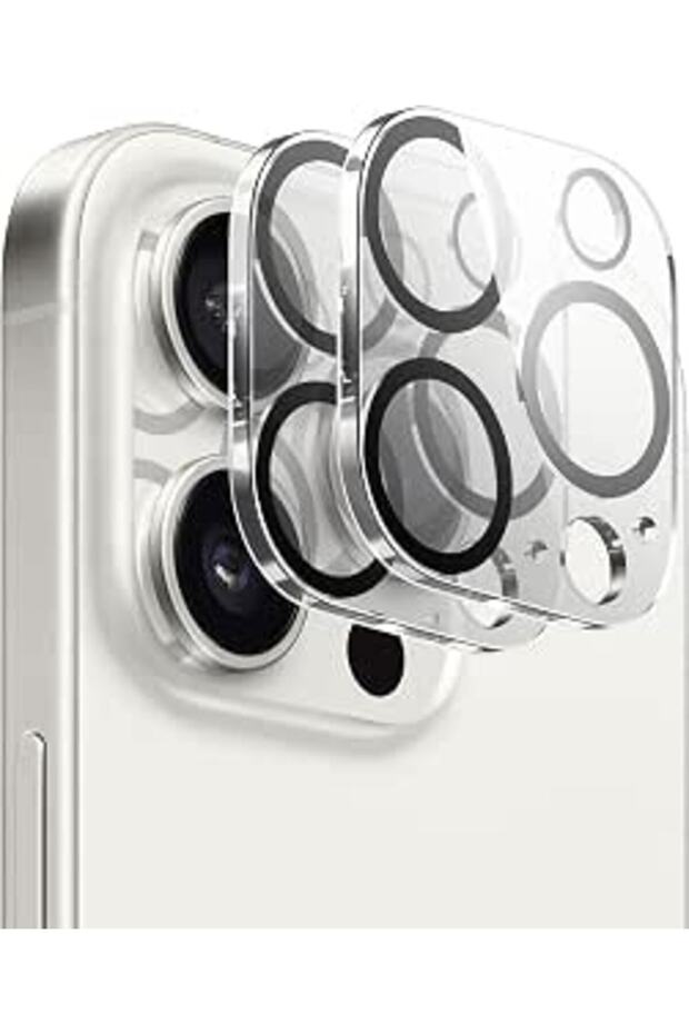 iPhone 15 Pro Max/ 15 Pro Camera Lens Protector With 9H Tempered Glass Camera Ring Anti Scratch Meta