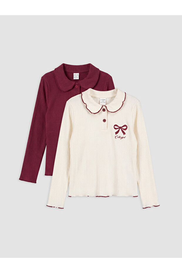 Esvab • Modern & Distinctive Bebe Roba Collar Printed Girls' T-Shirt 2-Pack