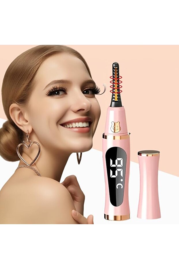 أداة تجعيد الرموش الساخنة، أداة تجعيد كهربائية قابلة لإعادة الشحن عبر USB مع 3 أوضاع حرارة، وشاشة LED
