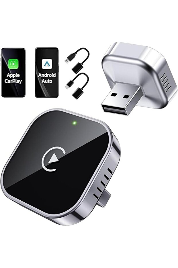 محول كاربلاي 2 في 1 ودونجل لاسلكي اندرويد اوتو، تصميم USB صغير مطور لتشغيل السيارة إلى لاسلكي، توصيل