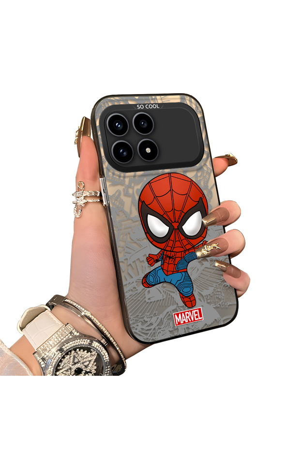 Poco F8 Pro 5g Compatible Spider Man Patterned Silicone Edge Hard Back Case Couple Phone Case
