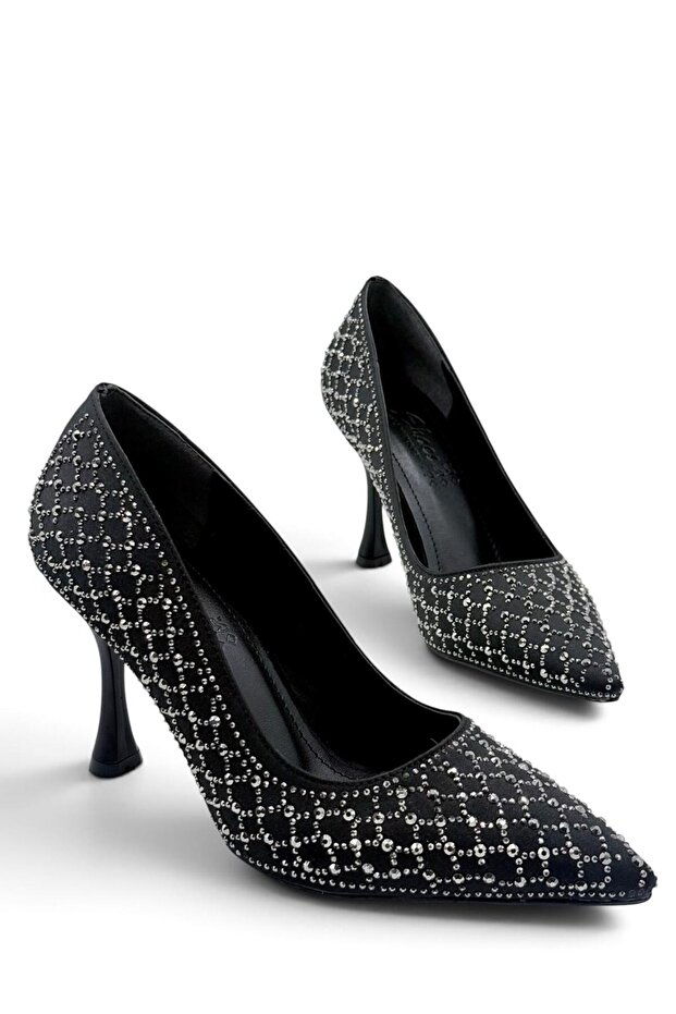 Stone Detailed Thin Heeled Shoes Stiletto