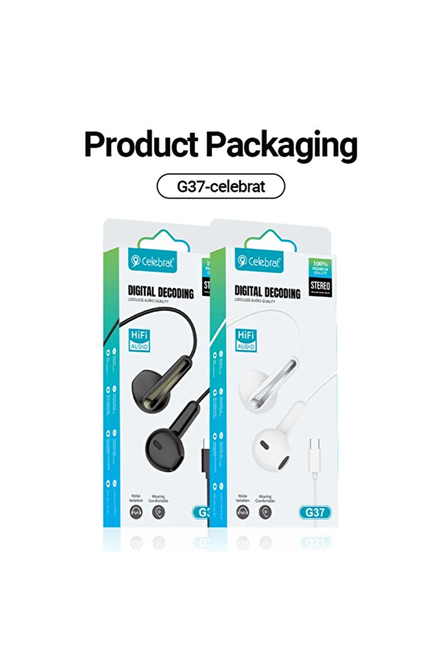 G 37 Type C Wired Earphones Digital Decoding HiFi Audio Semi In Ear Music Headphones - White