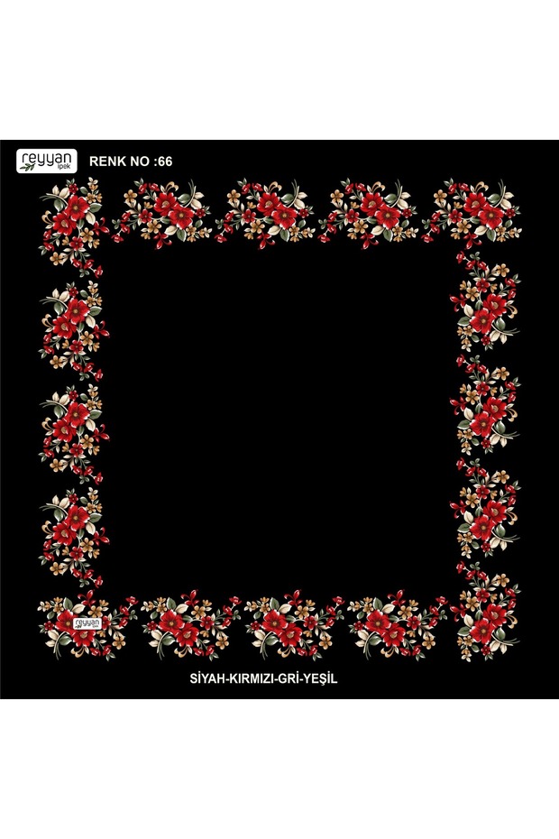 Bagged Flat Floral 90' Embroidered Yemeni Inner Tulle, 90X90 Cm, with Empty Center and Floral Edges