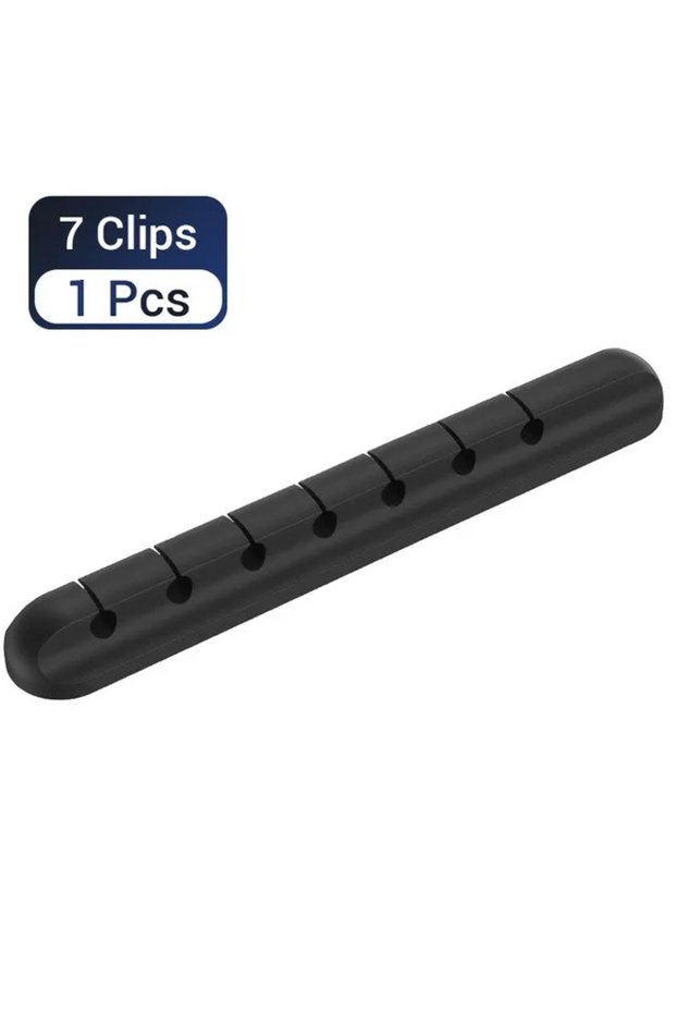 7 Clips Black Silicone USB Cable Clip Winder Organizer Round Charger Cord Clips Desk Tidy Management