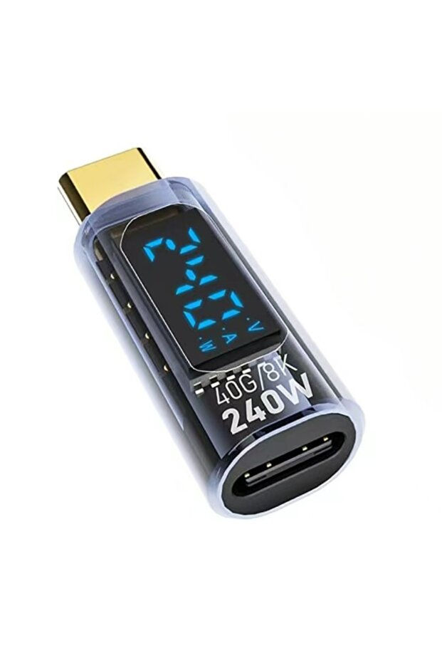 blue Transparent Digital Display USB 4 Full-Function Digital Charging Adapter 240W Digital Display T