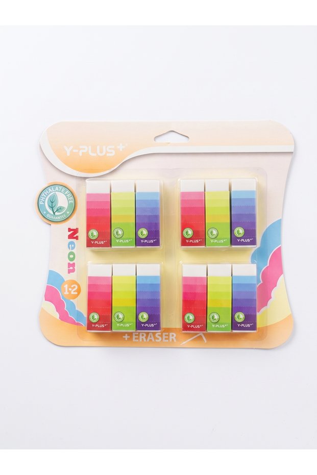 Y-Plus 12 Pcs Erasers for Students Kids | Office, Kids, Adults, Classic Latex Free Plastic Rubber
