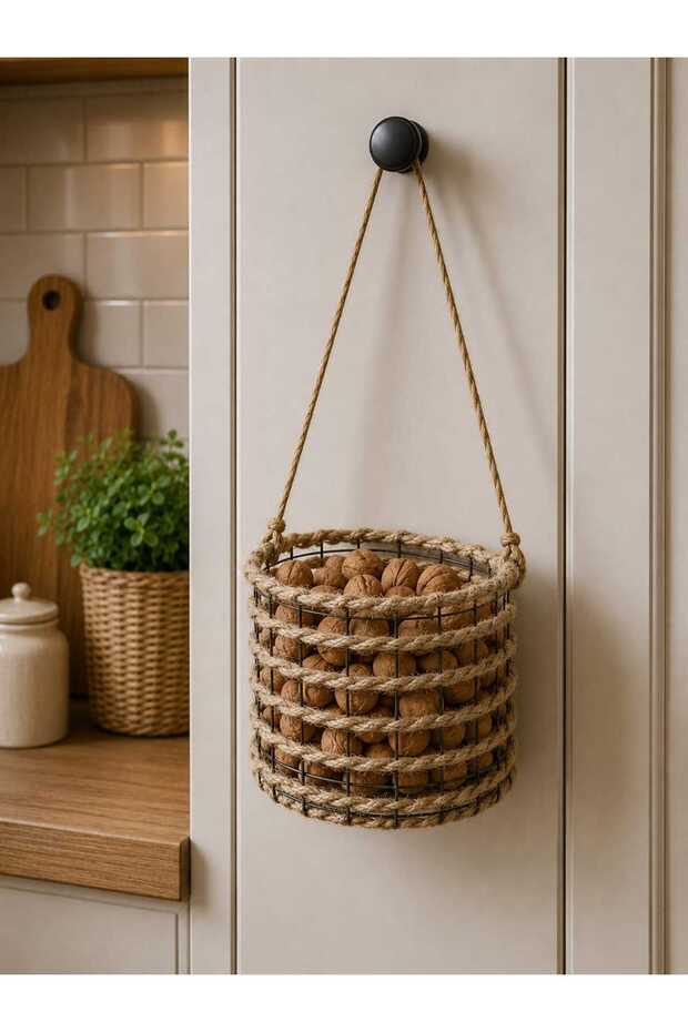 Wicker Weave Hangable Mini Walnut Basket Multi-Purpose Organizer Basket Rustic Design