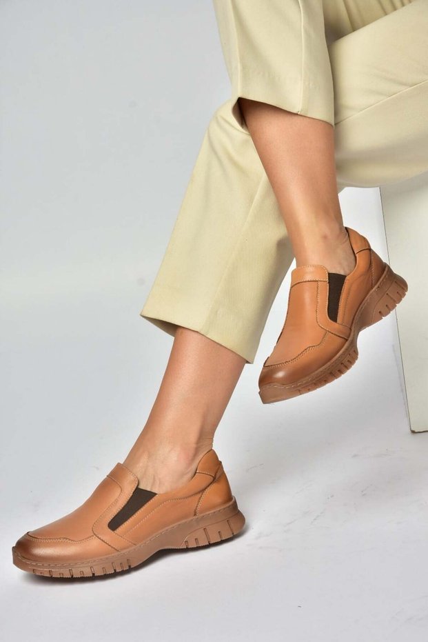 Z555560103 Tan Genuine Leather Casual Women's Shoes
