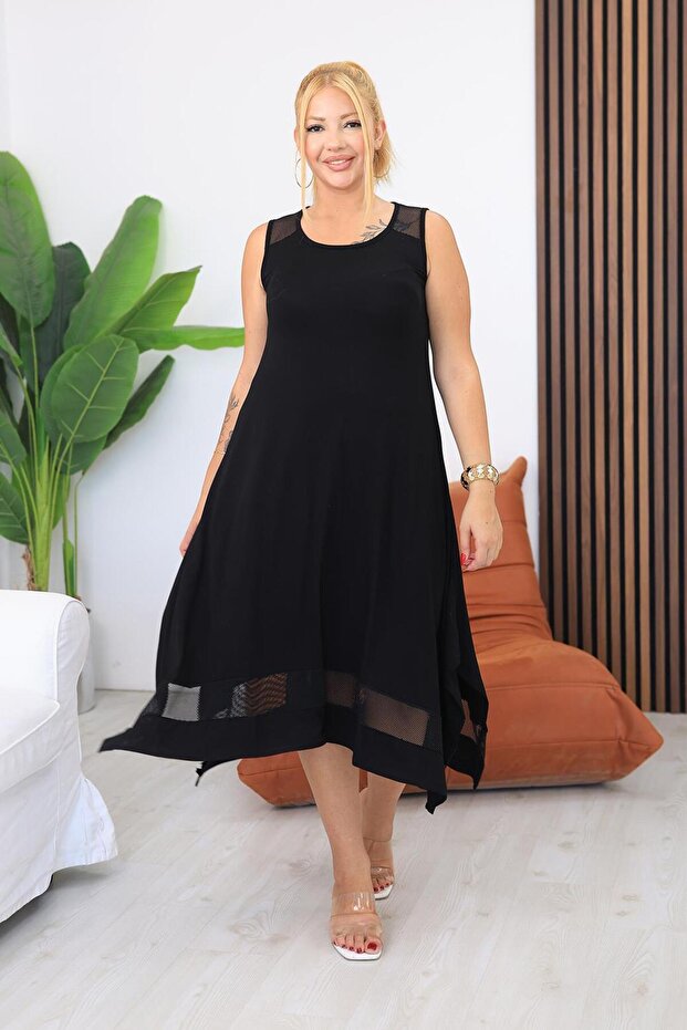 Plus Size Asymmetry Cut Cotton Lycra Dress
